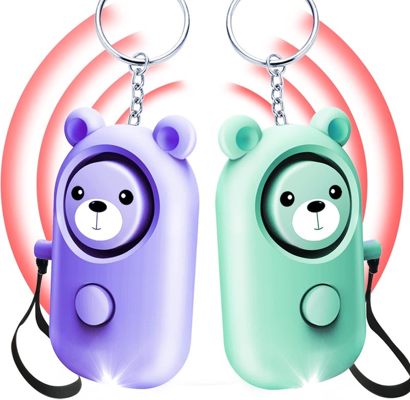 SRTKBEU Personal Alarm for Women Kids and Elders Safe Sound, 130dB Siren Emergency Self-Defense Security Alarm Keychain Loudly with LED Light (Emerald+Violet) - Image 1